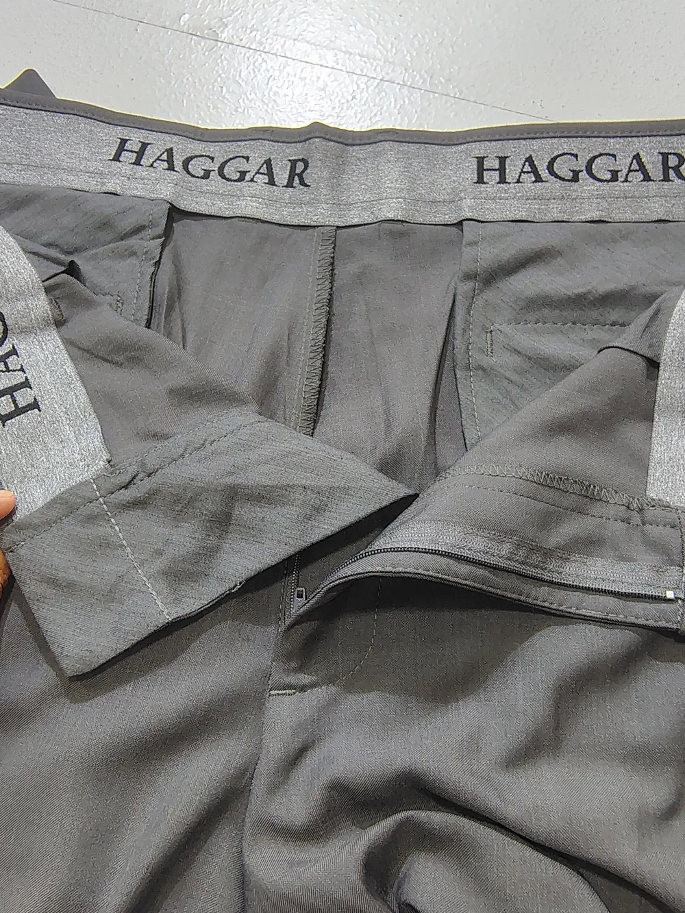 Haggar Premium Comfort  Slim Fit Dress Pants Hidden Comfort Waistband Gray 38x34